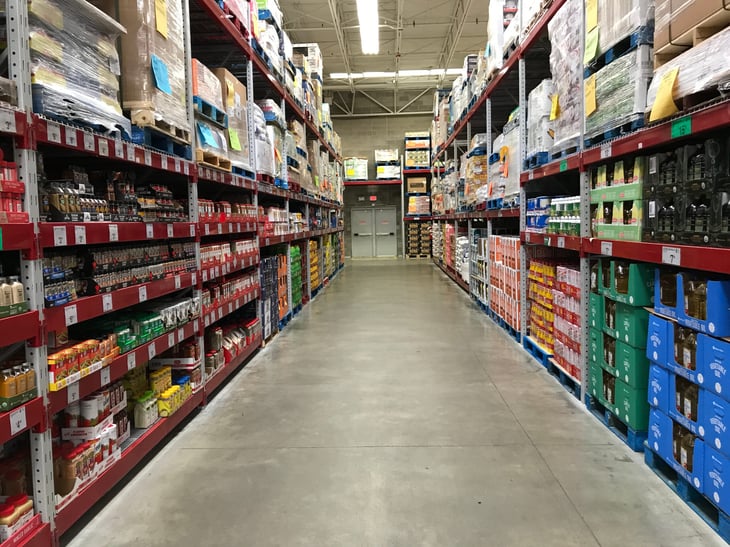 Seasoning and vegetable oil in an aisle at Sam's Club