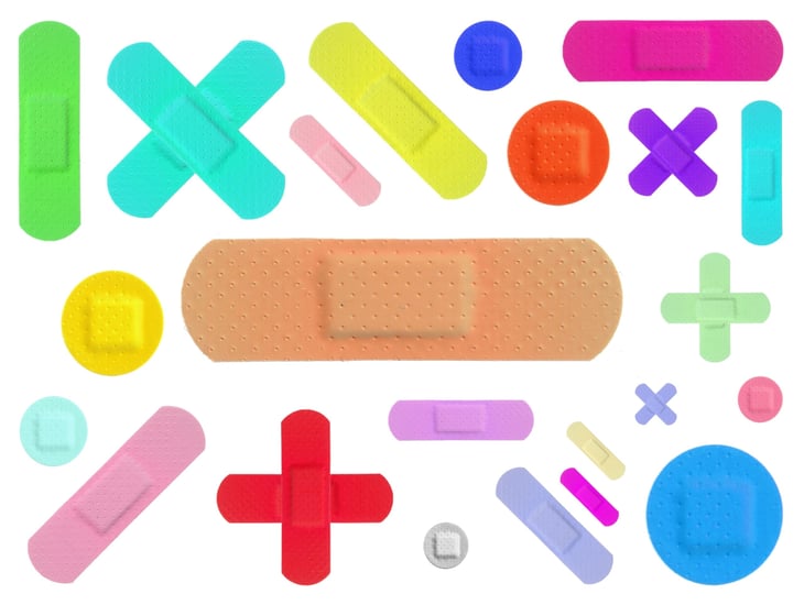 Various Colored Strips of adhesive bandages
