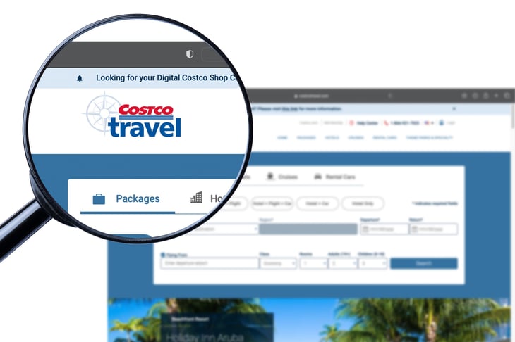 Costco Travel website and logo