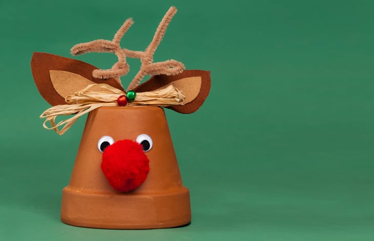Rudolph The Red-Nosed Reindeer Flower Pot Christmas Decoration