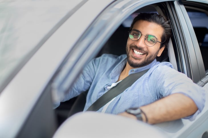 Happy male driver