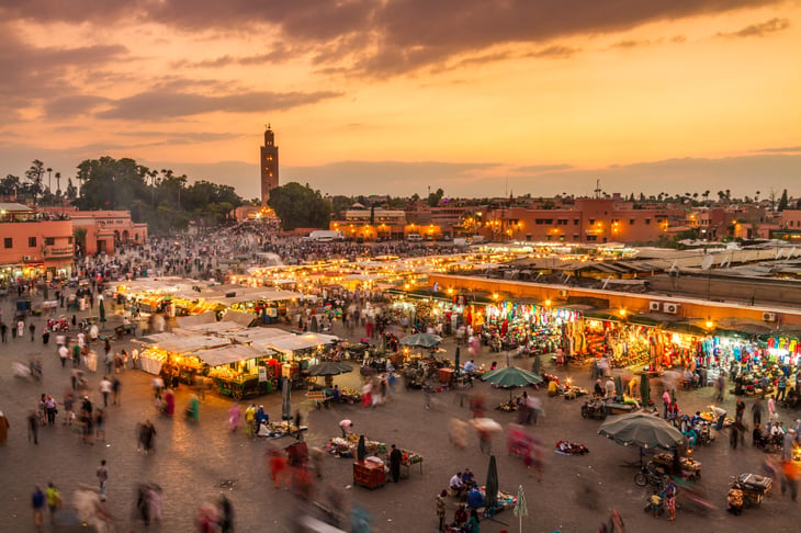 Market in the city of Marrakech, Morocco