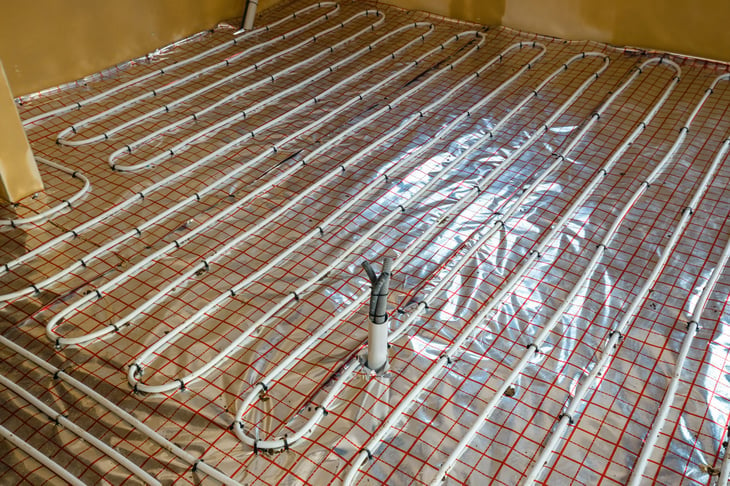 Hydronic water floor heating system