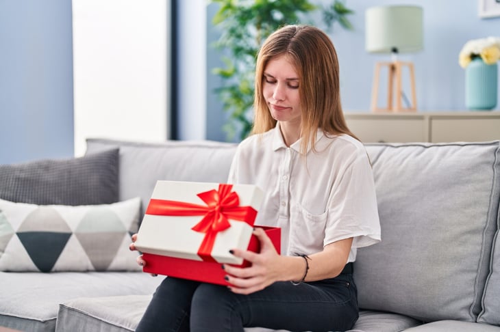 woman unhappy with gift
