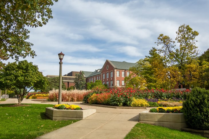 Flowering gardens on the campus of Illinois State University in Normal