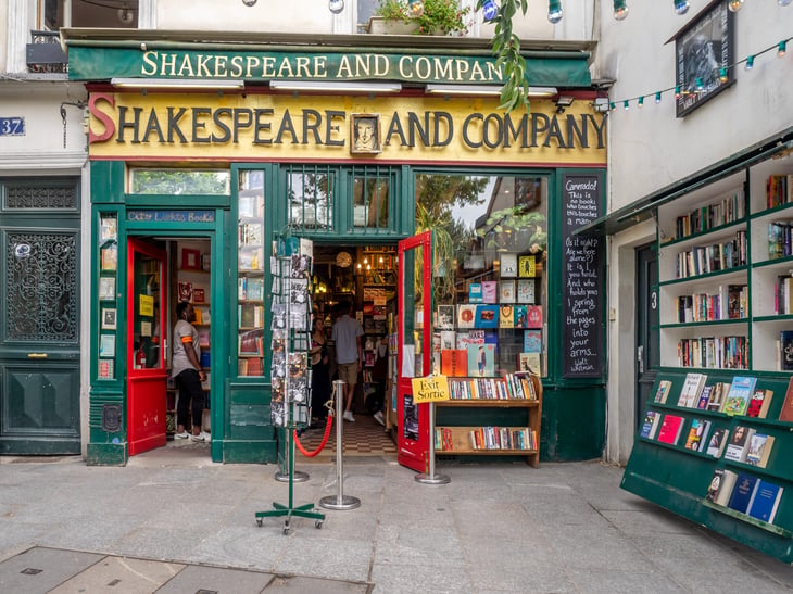 Shakespeare and Company bookstore in the Latin Quarter of Paris, France.
