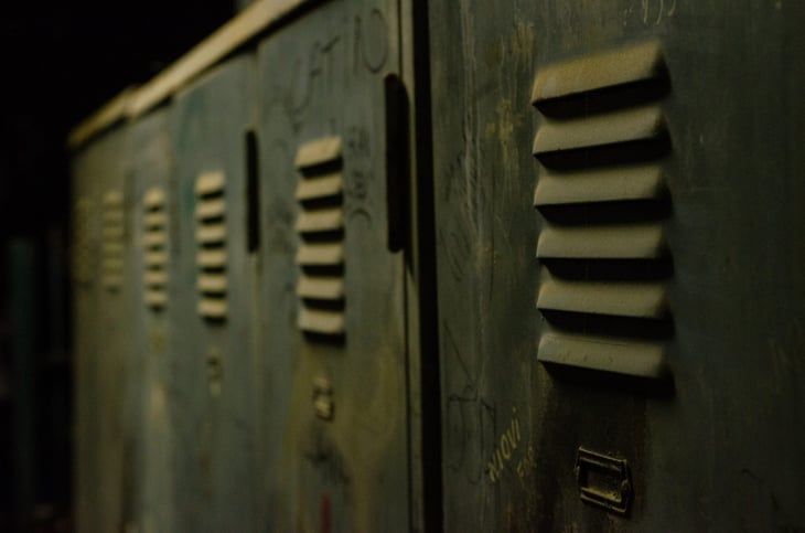 Metal gym lockers in a row