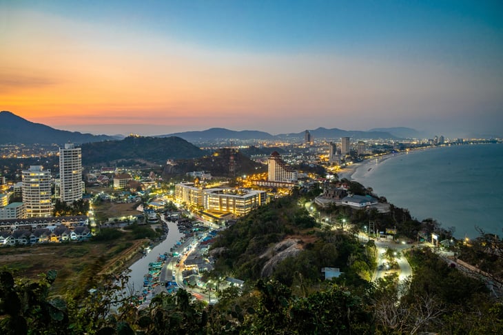 The bay of Hua Hin beach in Thailand