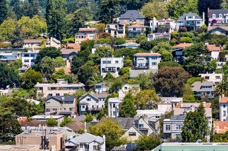 Houses on a hill in Berkeley, California