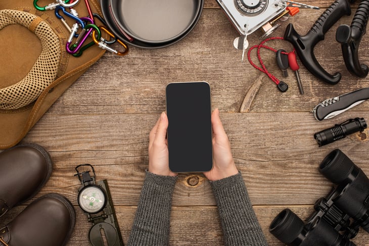 woman holding a smartphone
