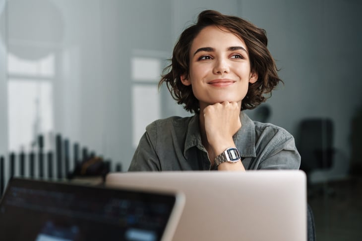 Happy woman at work