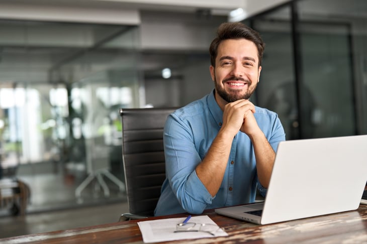 Happy man at work