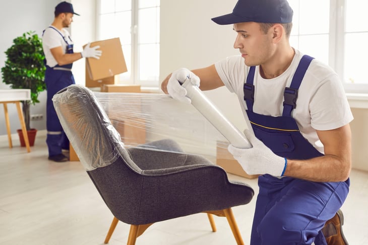 Mover wrapping a chair