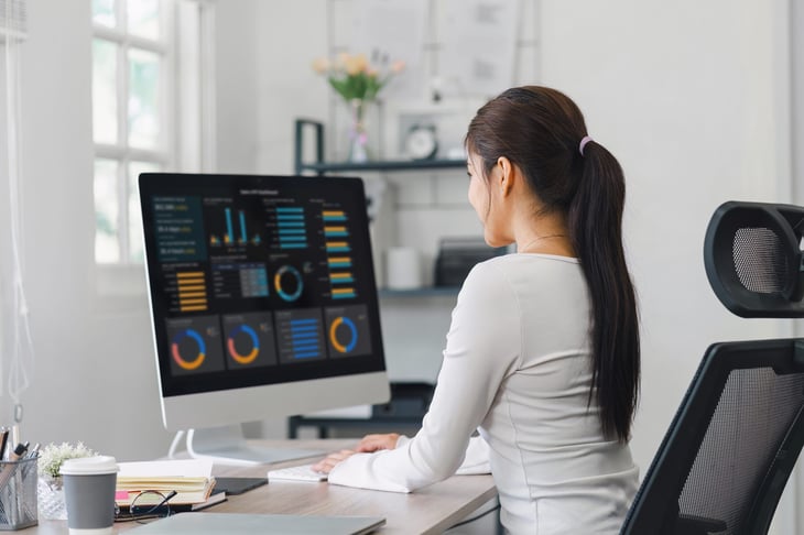Data scientist analyzing data