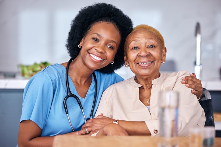 Senior woman with a nurse