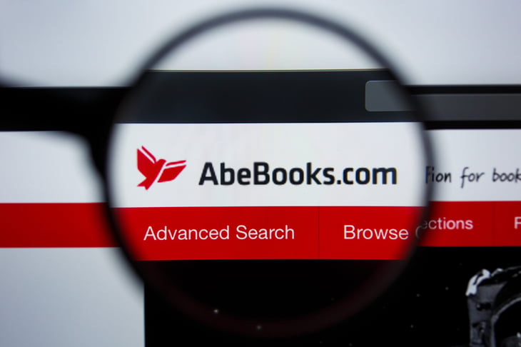 AbeBooks website and logo on a computer screen