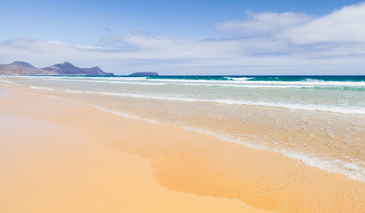 Beach of Porto Santo. The island in the Madeira archipelago, Portugal