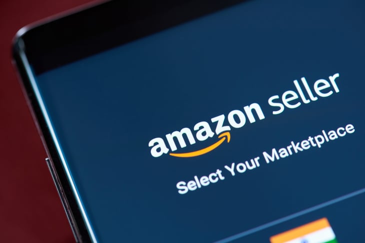 Amazon seller app menu on smartphone screen