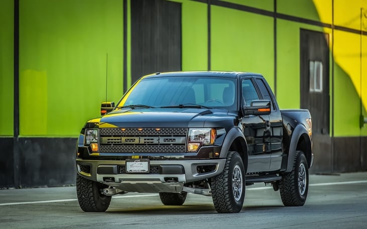 The Ford F-150 Raptor outside.