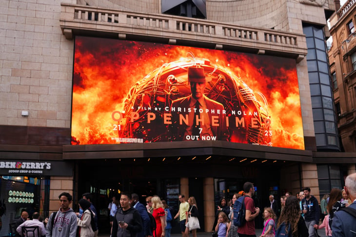 Christopher Nolan's Oppenheimer Movie Poster, Vue West End Cinema, Leicester Square