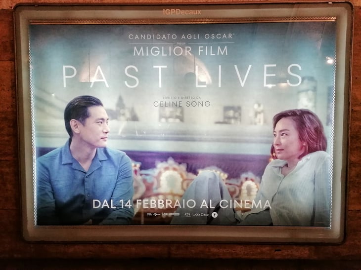 detail of the poster of the film Past Lives, written and directed by Celine Song.