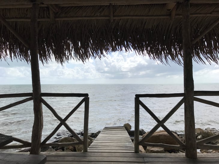Looking from a Cabana in Punta Gorda Belize toward the Caribbean Sea