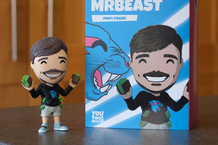 Collectible vinyl figure of Mr. Beast, the screen name of YouTube star Jimmy Donaldson