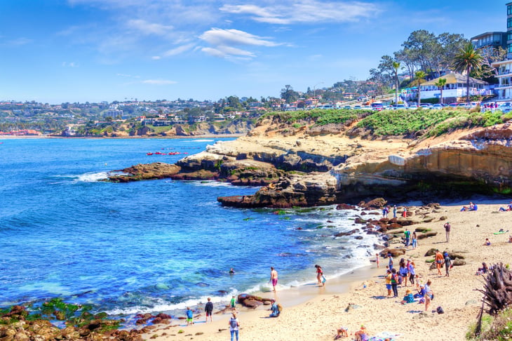 Beachgoers at La Jolla Cove in California