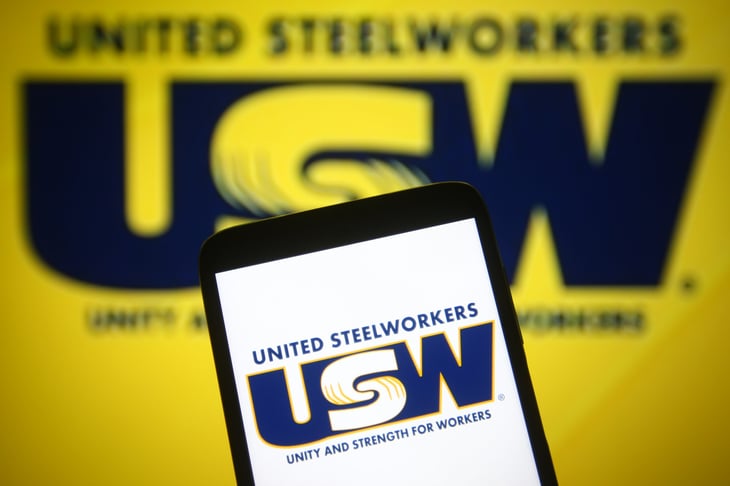 United Steelworkers Union logo on a phone