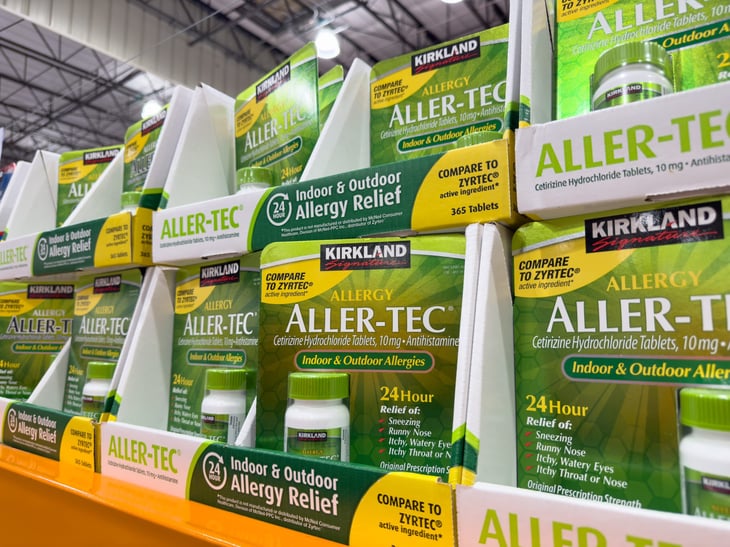Kirkland Signature Aller-Tec allergy medication at Costco