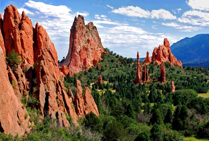 The Rocky Mountains in the Garden of the Gods.