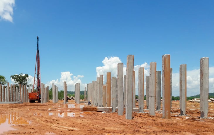 Pile driver on a construction site