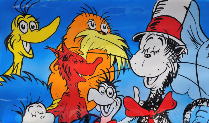 Dr. Seuss book bench sculpture in London