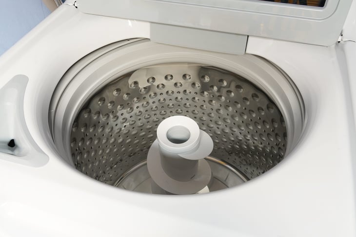 Top-loading washing machine with the lid open