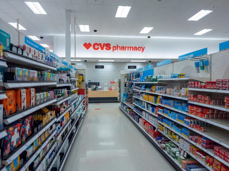 Empty CVS pharmacy aisle