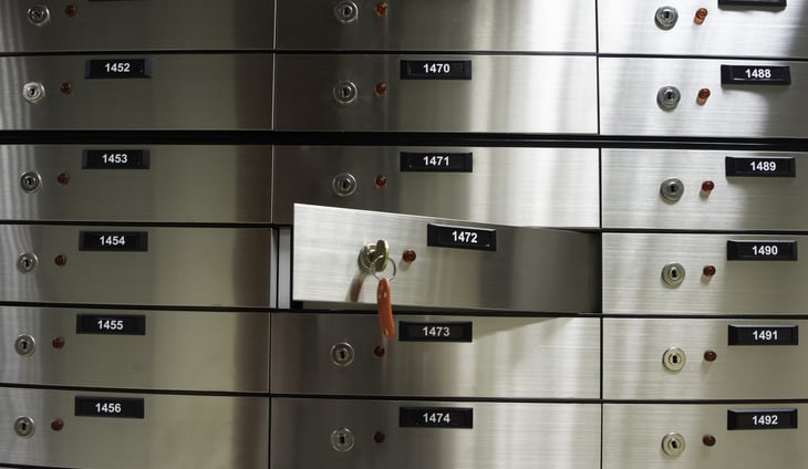 Safe deposit box at a bank