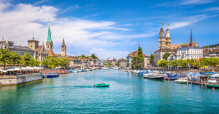 Driving boats in Zurich, Switzerland