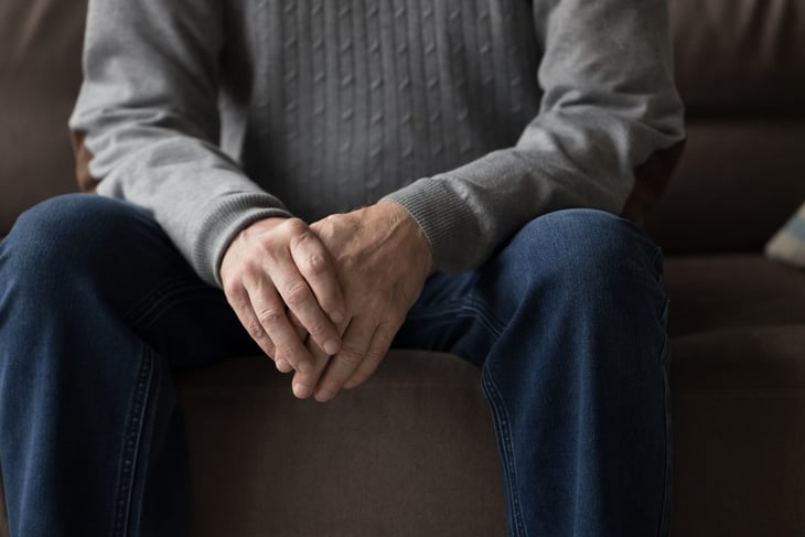 Closeup of older man's hands