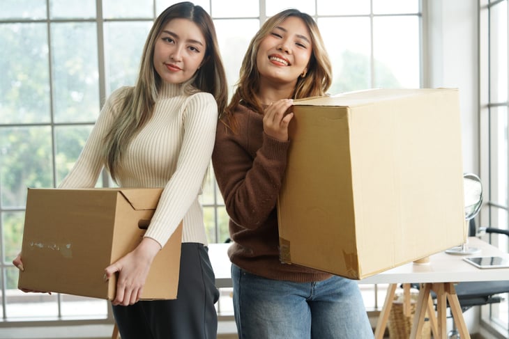 Two happy female renters
