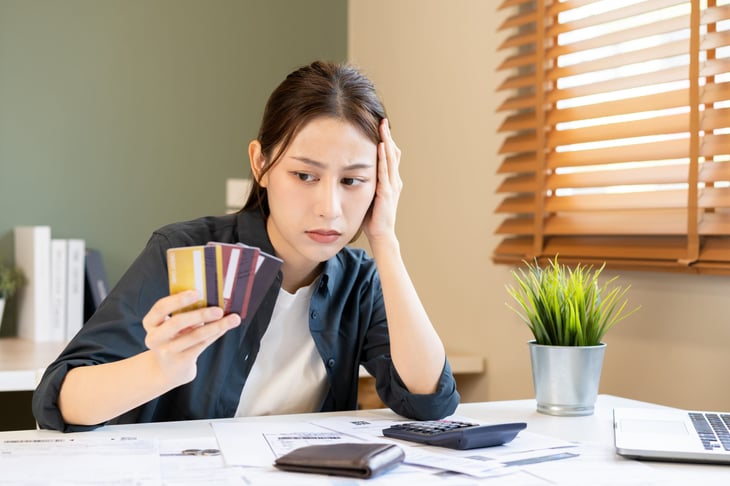 Woman deep in credit card debt