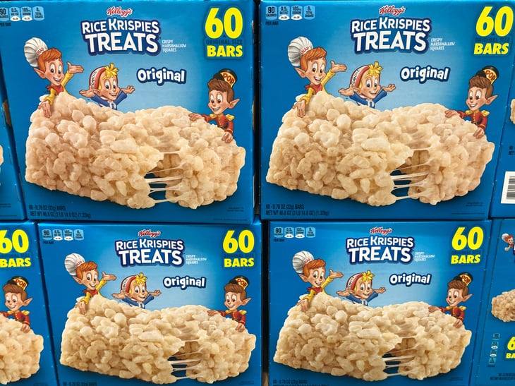 Bulk size boxes of Kellogg's Rice Krispies Treats