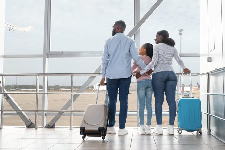 A family at the airport.
