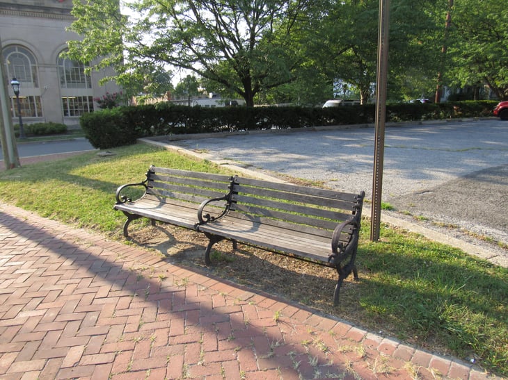Park bench in Takoma Park Maryland