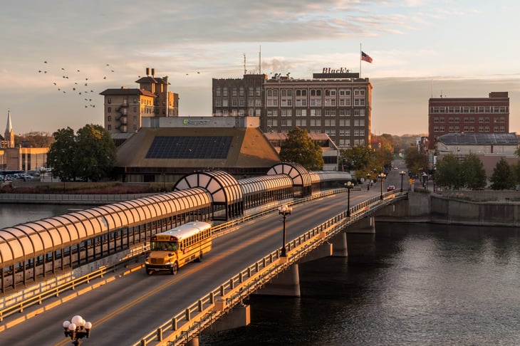 Bridge over the Cedar River in Waterloo, Iowa