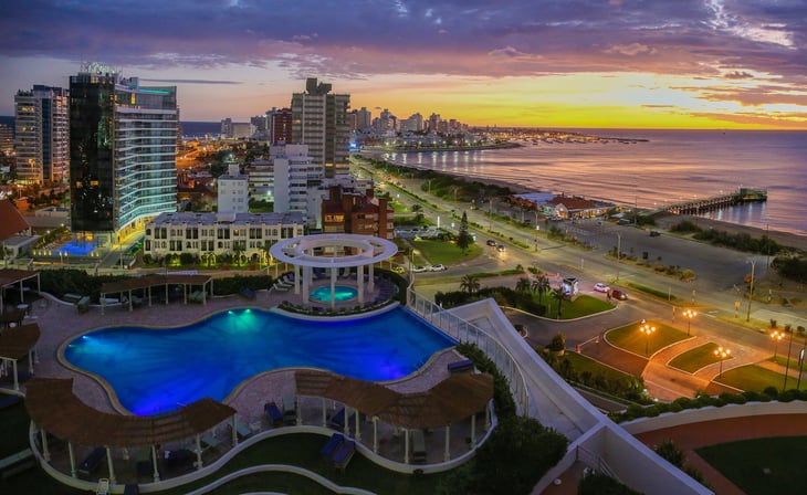 Punta Del Este and the Atlantic Ocean at sunset. Uruguay.