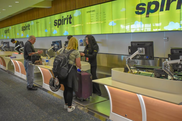 Spirit Airlines desk at Orlando International Airport