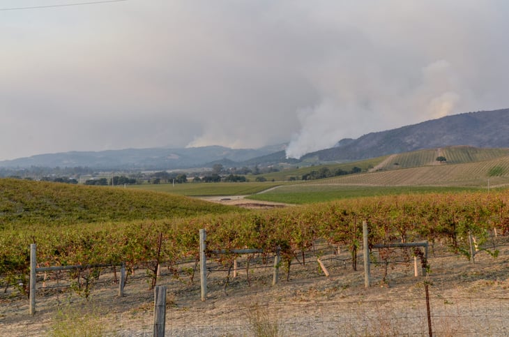 Wildfire smoke from the Atlas Fire near Napa, California