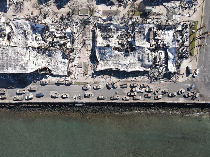 Wildfire damage in Lahaina on Maui, Hawaii