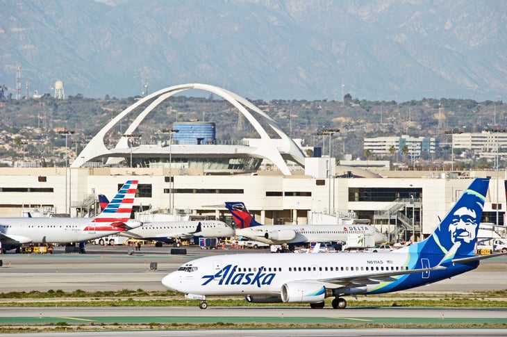 Alaska Airlines airplane at Los Angeles International Airport