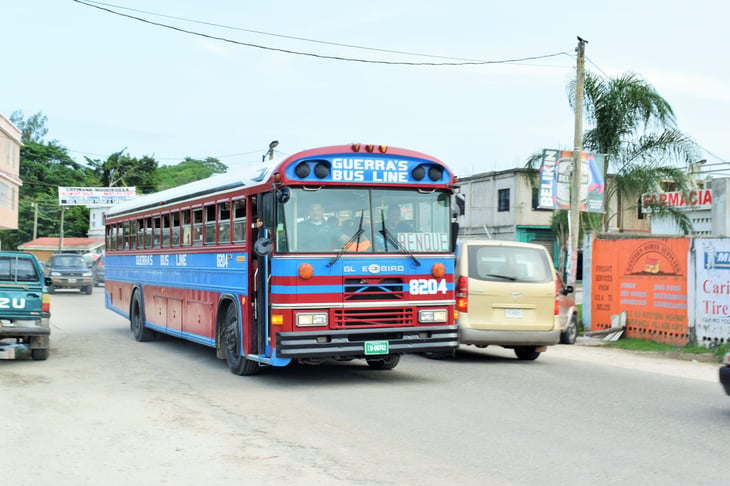 San Ignacio, Belize, local bus at bus station.
